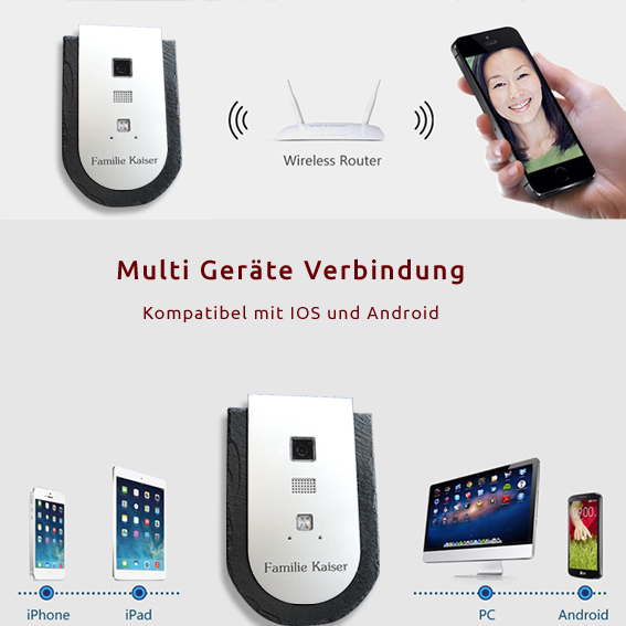 KIO TIMES, HD Video, Sprechnanlage, Wlan, Fritzbox, Design, Edelstahl