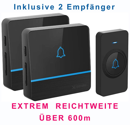 Funk-klingel,600m große, reichweite, x-sense, design, wasserdicht