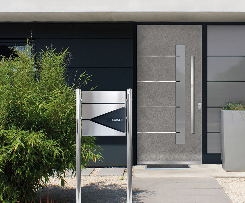 Design Briefkasten mit Schiefer und Edelstahl gebürstet Save 1