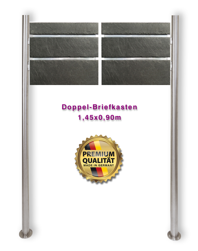 Design Briefkasten mit Schiefer und Edelstahl gebürstet Save 1