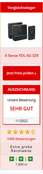 TEST, sehr gut, FUNK-KLINGEL, 600m, 2 Empfänger, 