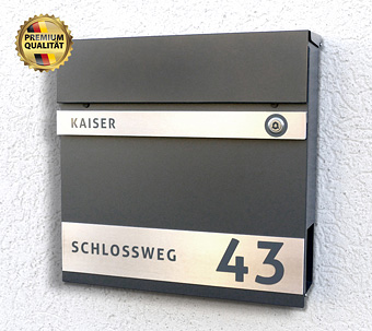P88, Briefkasten mit Klingel, Funkklingel, Anthrazit