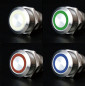 Preview: LED ,TASTER, 19mm, weiss, blau, edelstahl, kio times