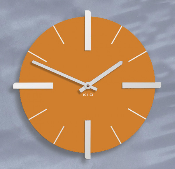 Geneva, Klassiche, Farbe Orange,, Funkuhr, Modell Fuore, DESIGN, WANDUHR, Schwarz,QUARZUHR, SILBER ,FARBEN,