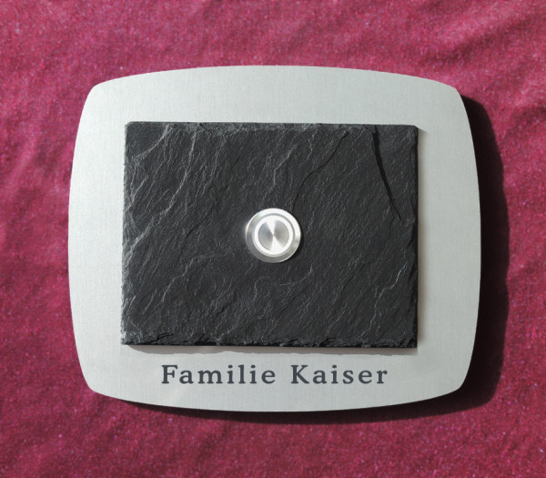 07 CHALET RETRO Design Haus Tür Klingel mit Schiefer Bürst-Satin