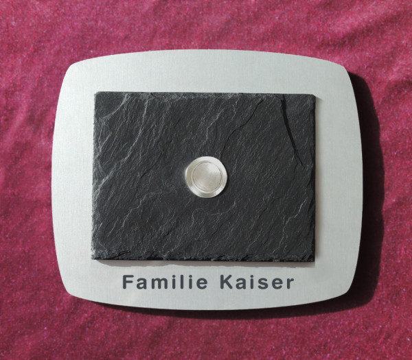 07 CHALET RETRO Design Haus Tür Klingel mit Schiefer Bürst-Satin
