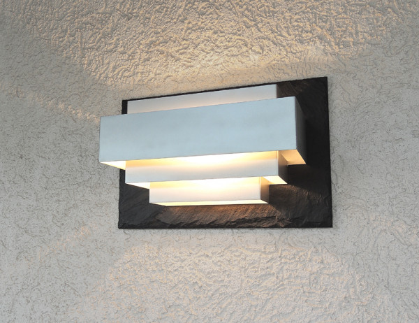 05 ELYSEE Cube LED Design Aussenleuchte in Echtschiefer oder Anthrazit inkl.Smart