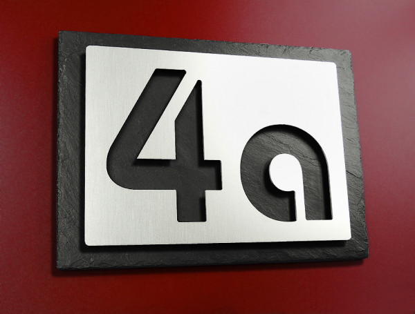 14A PALACE 2 Design Hausnummer mit Schiefer Bürst-Satiniert