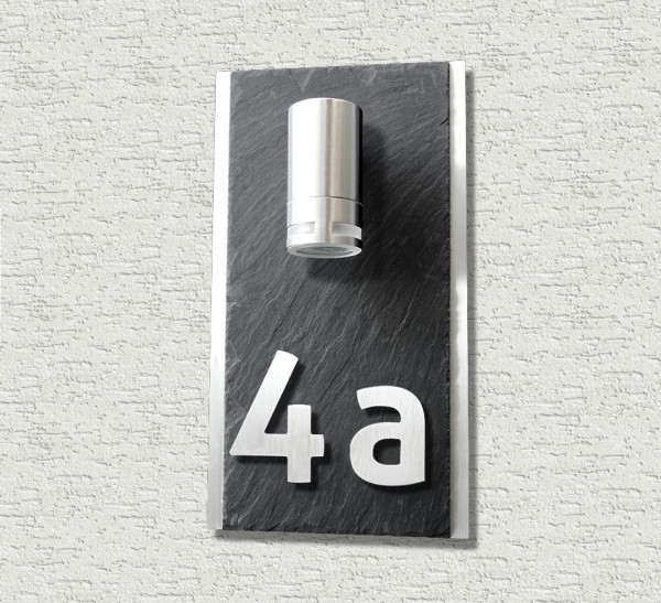 02 Ambiente LED Außenleuchte mit 3D Hausnummer Schiefer - Option - SMART HOME