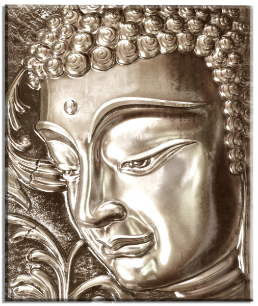 BUDDHA DESIGN WANDBILD RELIEF EFFEKT JOGA STUDIO ATELIER GOLD + SILBER