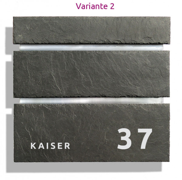 Softclose, Secure2, Briefkasten,Edelstahl,Wandbriefkasten,silber, Schiefer, KIO TIMES, Wandbriefkasten