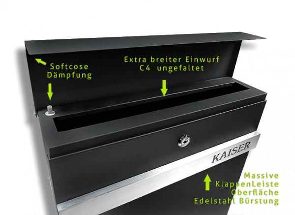 Zeitungfach, Anthrazit, RAL 7016, Briefkasten, Schiefer, Wandbriefkasten, Wasserdicht, Postkasten