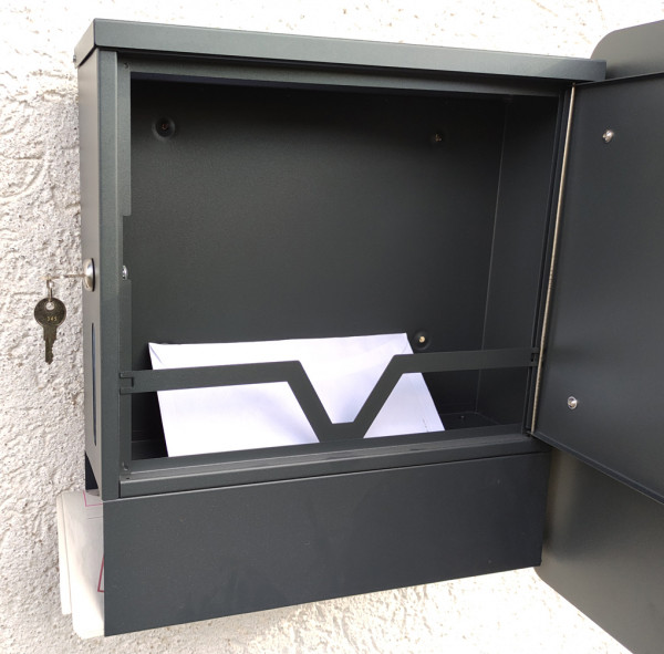 Prime Post 96 Premium Design Briefkasten Anthrazit & Silber NAME & NUMMER