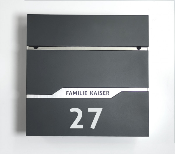 Prime Post 56 Klingel Premium Design Briefkasten mit Funk-KLINGEL Anthrazit-Edelstahl