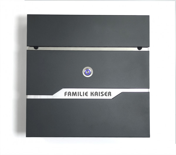 Prime55, Zeitungfach, Anthrazit, mit Hausnummer, Briefkasten, Schiefer, Wandbriefkasten, Wasserdicht,
