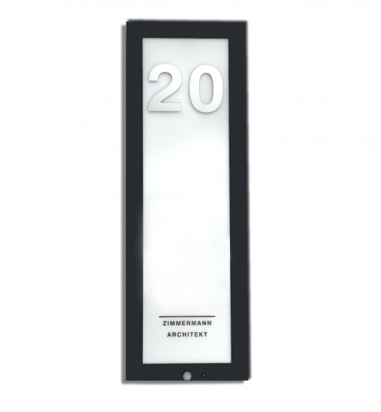 LED-Panel, Haustür, ANthrazit, Aussenleuchte, Hausnummer, Leuchte, Sensor, Ansicht
