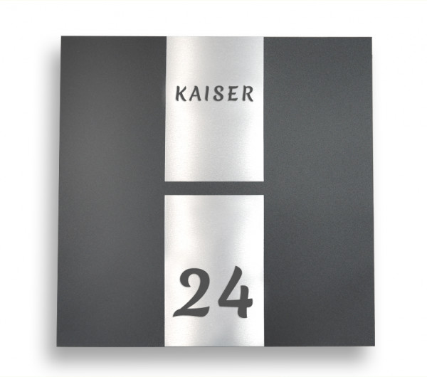 Quadra 2, mit Zeitungfach, Anthrazit, RAL 7016, Briefkasten, Schiefer, Wandbriefkasten, Wetterfest, Test, Sehr gut,Ral7016