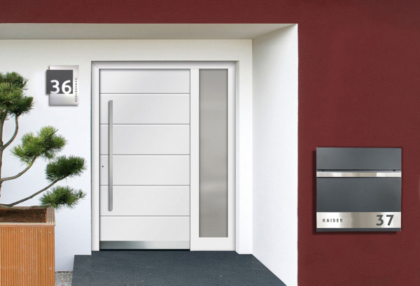P87, Haus,Postkasten, mit Hausnummer, Briefkasten,  Zeitungfach, Anthrazit, Wasserdicht