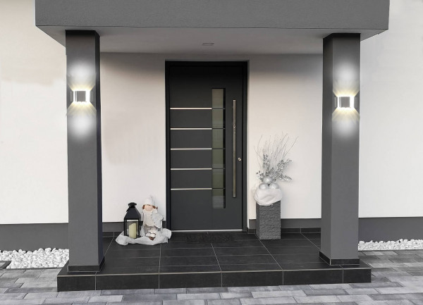 04 NEW ELITERE PUR  UP & Down. 6 LED Effekt Design Strahler Wandleuchte Edelstahl Bürstung