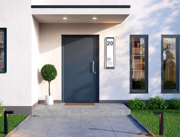 Haus, Doorpanel, LED,Hausnummer, Beleuchtet, edelstahl, Ral, 7016, Anthrazit, Modern, Design, Sensor, Strahler