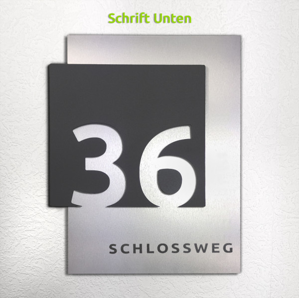 kio-times,v2a,rostfrei,gebürstet,LED, DESIGN, HAUSNUMMER, schiefer,edelstahl,hausnummerschild,
