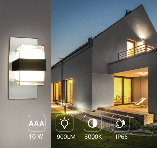 Instyle, Größe, WANDLEUCHTE,ANTHRAZIT,Strahler,Aussenlampe, Edelstahl, LED, Up&Down, Wandlampe, Test sehr gut,
