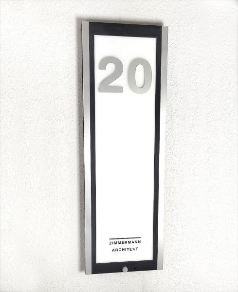 LED-Panel-Haustür, Aussenleuchte, Hausnummer, Leuchte, Sensor, Detail, Ansicht
