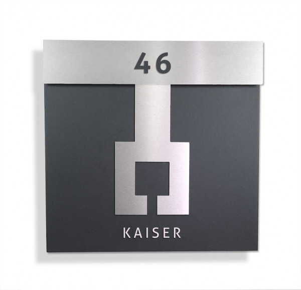 Zeitungfach, Anthrazit, mit Hausnummer, Briefkasten, Schiefer, Wandbriefkasten, Wasserdicht,