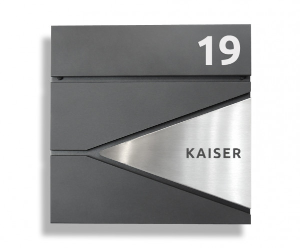 Anthrazit, Edelstahl, RAL7016, Briefkasten, Wandbriefkasten, Wasserdicht, Postkasten, Test, Name , mit Hausnummer