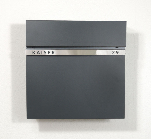 Briekasten p87, Zeitungfach, Anthrazit, mit Hausnummer, Briefkasten, Schiefer, Wandbriefkasten, Wasserdicht,