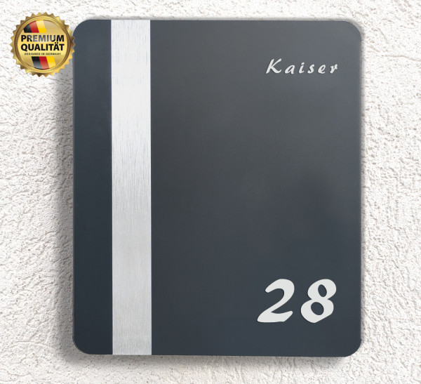 Prime 96, detail, Briefkasten,Edelstahl,Anthrazit,Beschriftung,mit Name,