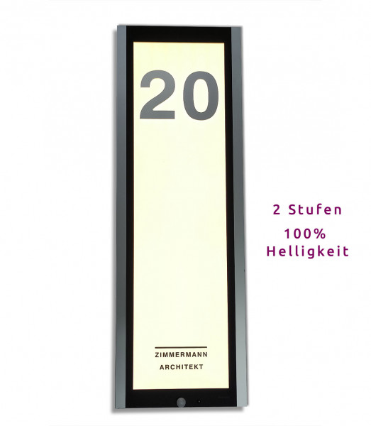 LED. HAUSNUMMER-LEUCHTE,SCHIEFER,KIO-TIMES,EDELSTAHL,HELL,SENSOR,modern