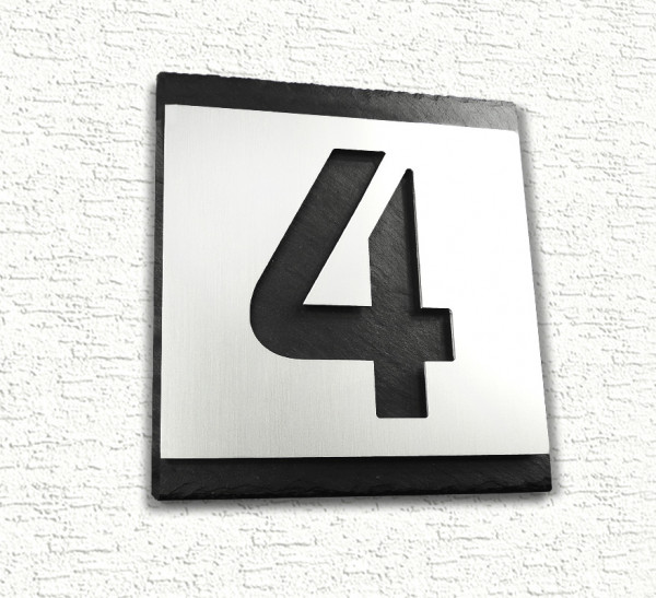 3d, Hausnummer, edelstahl,schiefer, premium, design,1 stellig, beleuchtet