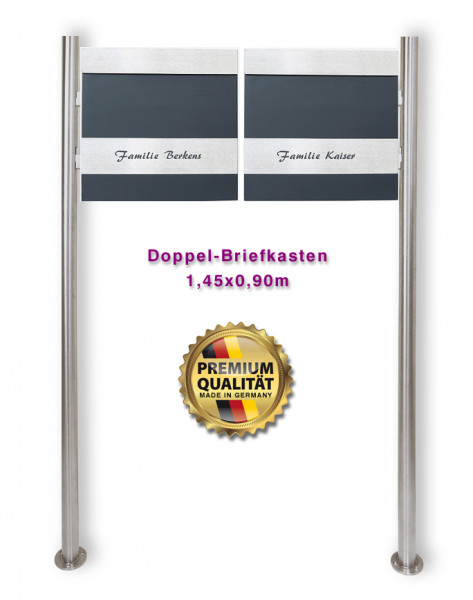standbriefkasten,briefkasten,Ständer,edelstahl,schiefer,silber,stabiler,massiv,Edelstahlständer,modell3
