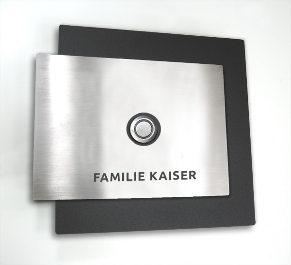 mit,Schiefer,LED, DESIGN, Klingel,Funkklingel, Anthrazit, edelstahl, silber