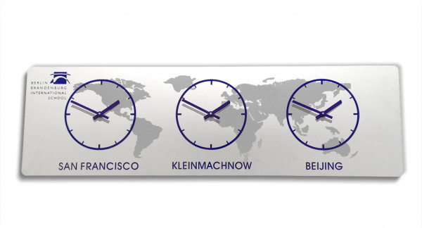 Modell, Zeitzonen-Wanduhr, XXL,Weltzeit, Wanduhr, Anthrazit,Silber