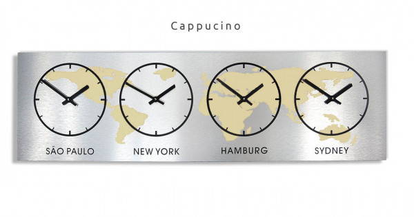 Cap, Penta, 1m, XL, Zeitzonen,Wanduhr, XL,Weltzeit, Wanduhr, Anthrazit,Silber,mehrere, 3 Zonen