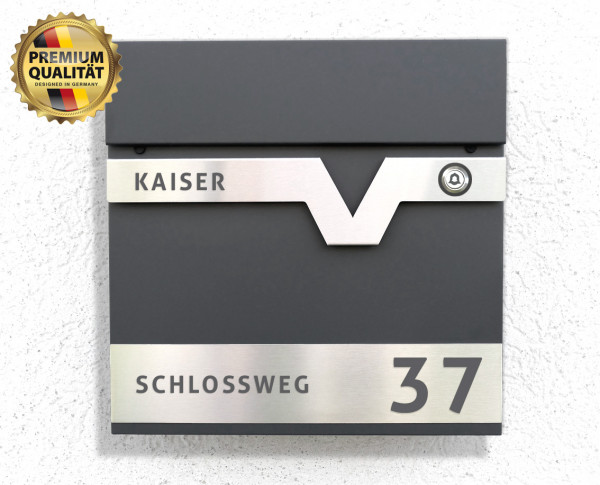 PRIME 92 funk, LED, Klingel-Briefkasten,Edelstahl, Design,mit Klingel, Wandbriefkasten, Wetterfest, Standbriefkasten