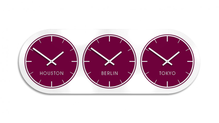 Farben,Metall, silber,Weltzeituhr,Zeitonen-Wanduhr, verschiedene, 3 Zonen, Moderne