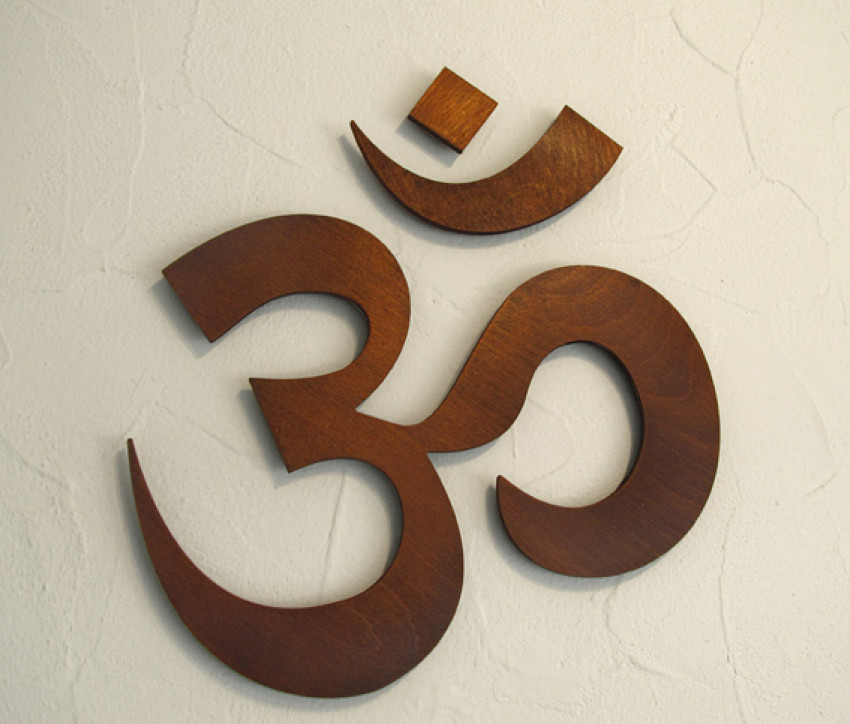 OM Zeichen, DEKO, YOGA, INDISCH, BUDDHA, GROSS, HOLZ