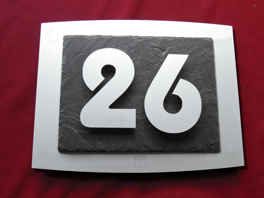 Hausnummerschild, 3d, hausnummer, edelstahl, silber, schiefer, design,Beleuchtet, anthrazit