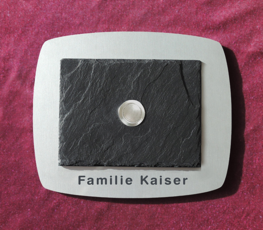 07 CHALET RETRO Design Haus Tür Klingel mit Schiefer Bürst-Satin