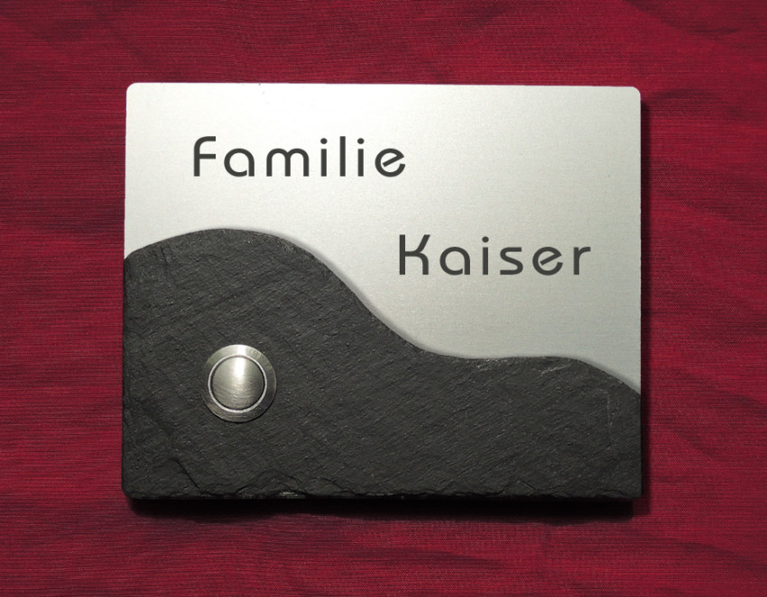 20 WAVE Design - Tür Klingel mit Schiefer Anthrazit oder Funkklingel