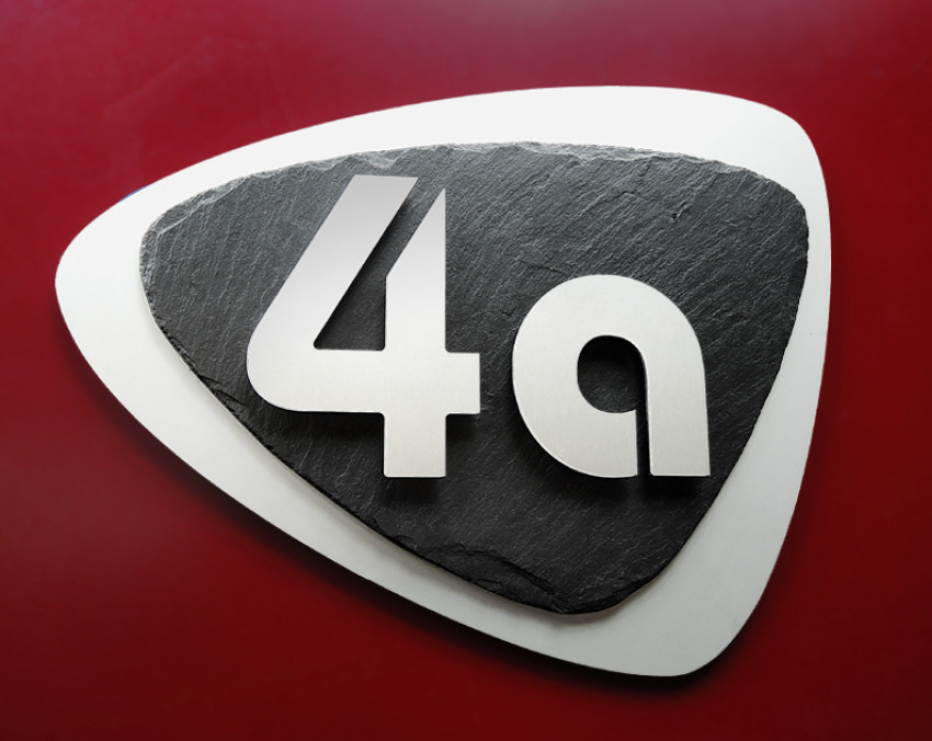 13 Retro 66 Vintage Design Hausnummer mit Schiefer Bürstsatiniert