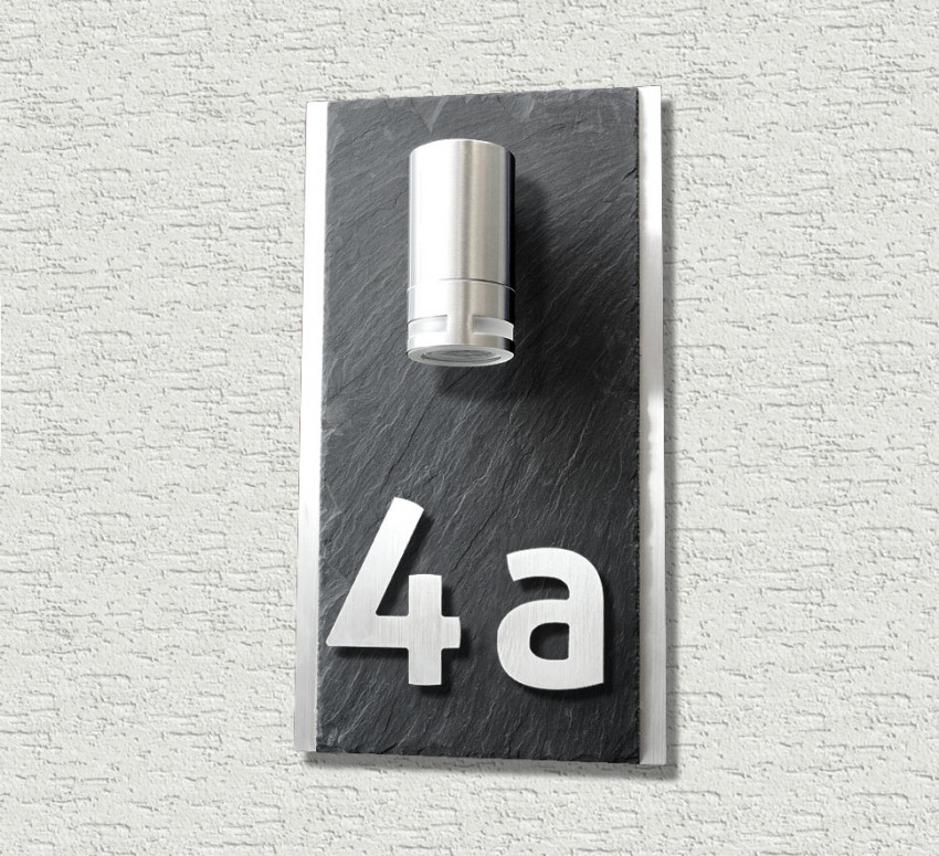 02 Ambiente LED Außenleuchte mit 3D Hausnummer Schiefer - Option - SMART HOME