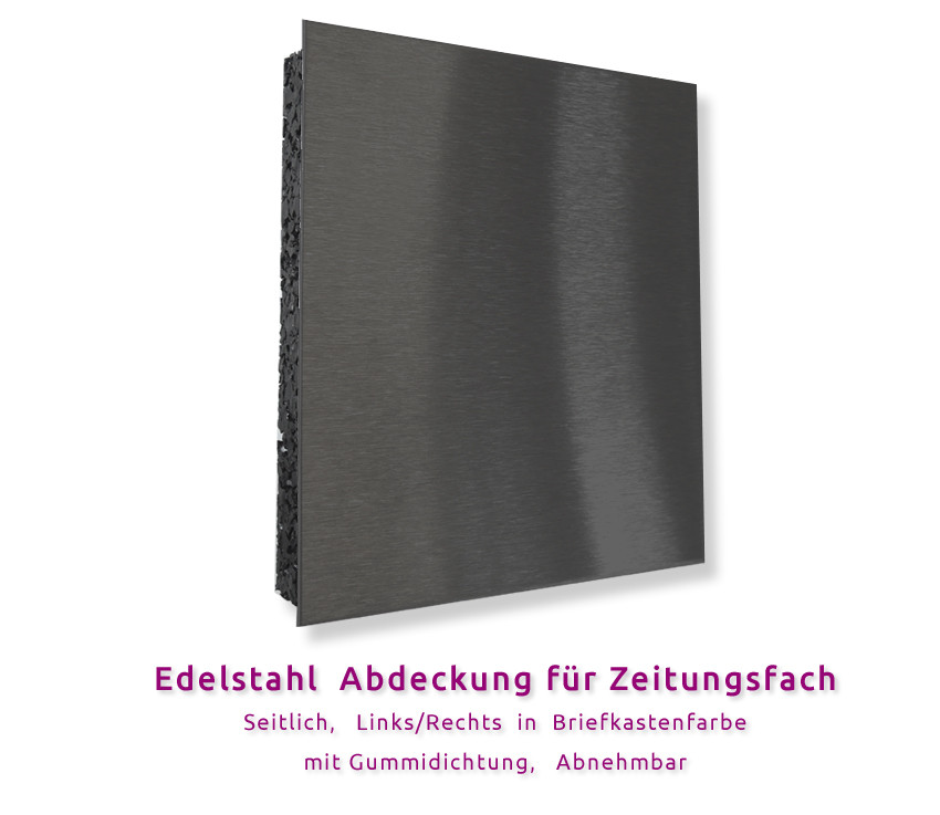 Abdeckung, Zeitungsfach, steck, dichtung,Briefkasten,Wand,Edelstahl,Anthrazit,Ral7016,Blende