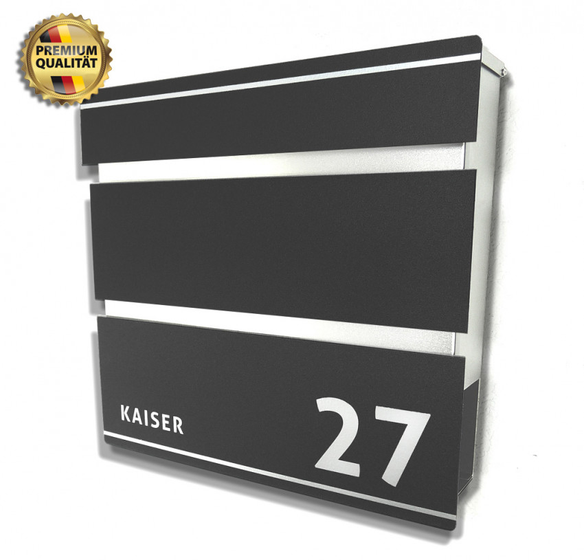 Prime22, Briefkasten,Wand,Edelstahl,Anthrazit,Beschriftung,mit Name, Schiefer,modell 5