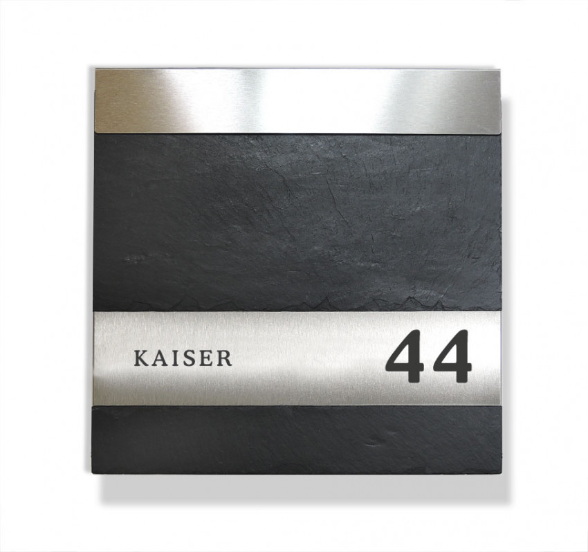NEW SECURE 7 Hochwertiger Design Briefkasten Edelstahl mit Echt-Schiefer