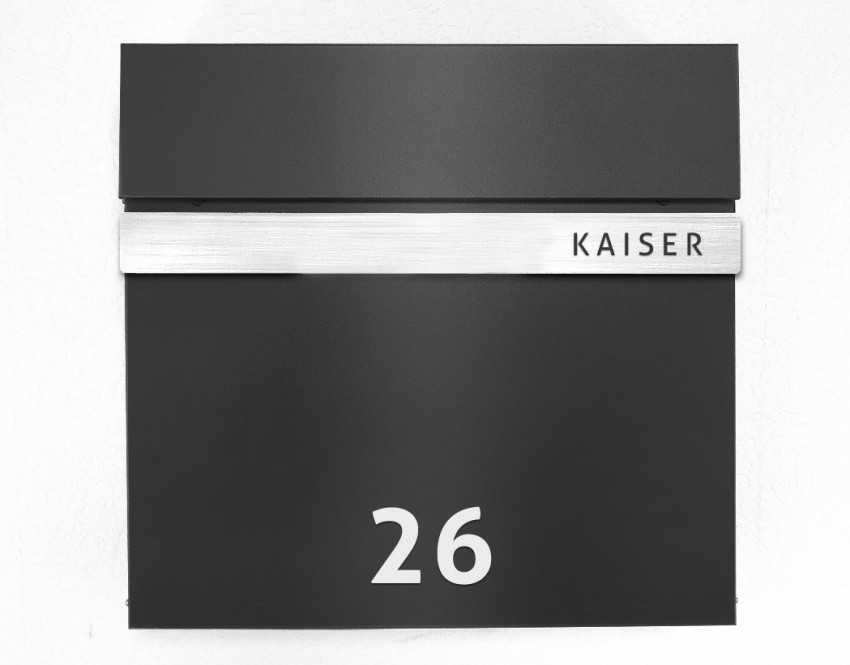 P88, 7016, Zeitungfach, Anthrazit, mit Hausnummer, Briefkasten,  Wandbriefkasten, Wasserdicht,