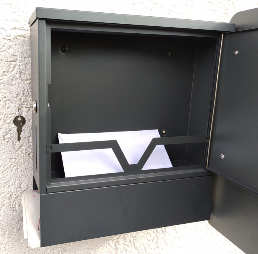 Prime Post 96 Premium Design Briefkasten Anthrazit & Silber NAME & NUMMER